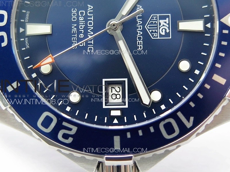 Aquaracer Calibre 5 41.5mm TARF 1:1 Best Edition Blue Dial Blue Bezel on SS Bracelet SW200